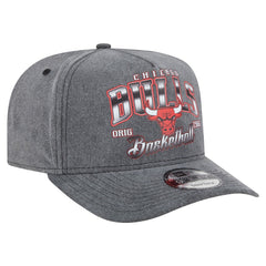 Chicago Bulls Throwback Washed Pre-Curved 9FIFTY Snapback Hat Charcoal