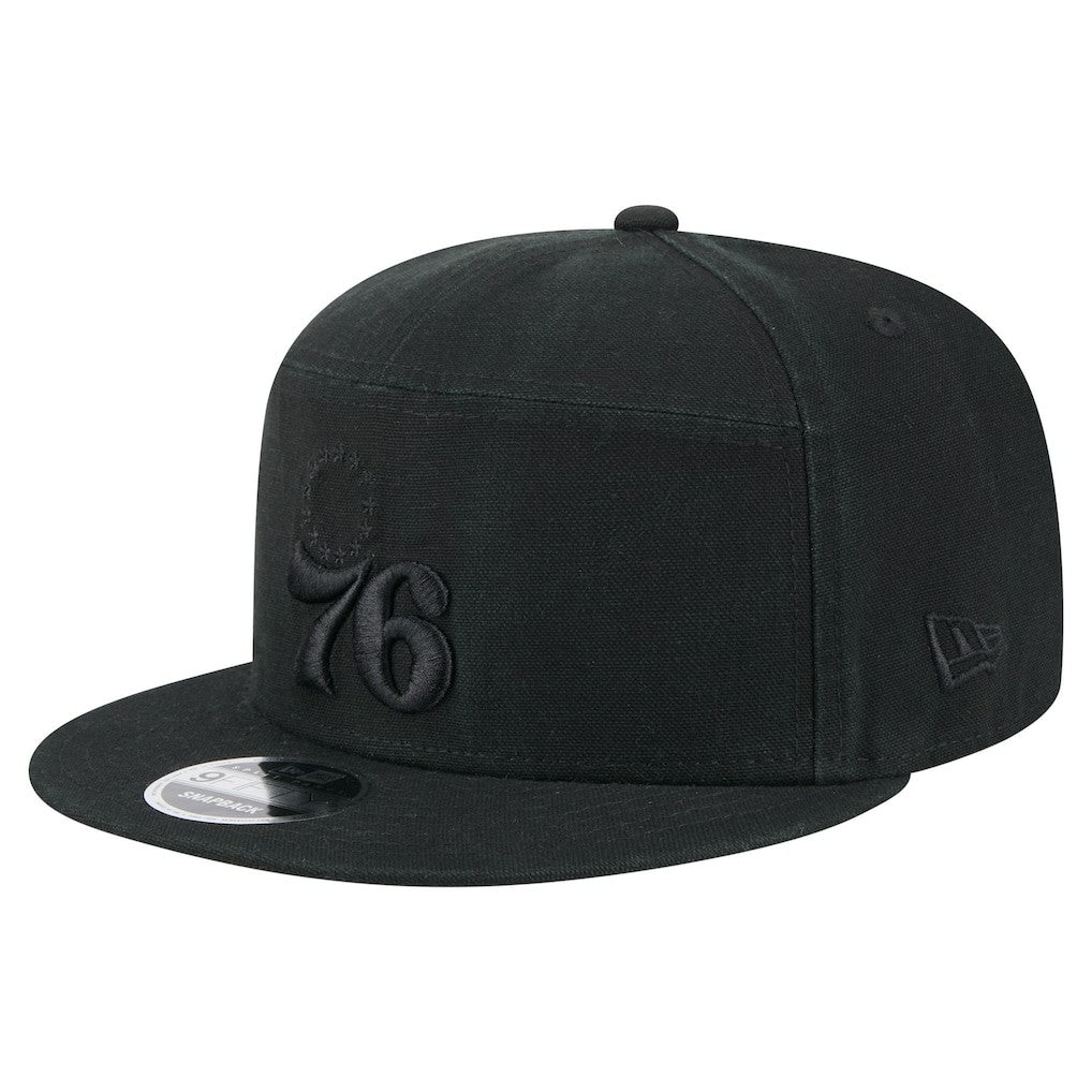 Philadelphia 76ers Adventure Canvas Split Panel 9FIFTY Snapback Hat Black