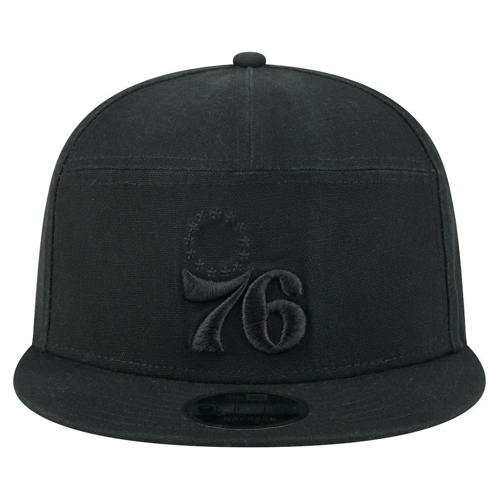 Philadelphia 76ers Adventure Canvas Split Panel 9FIFTY Snapback Hat Black