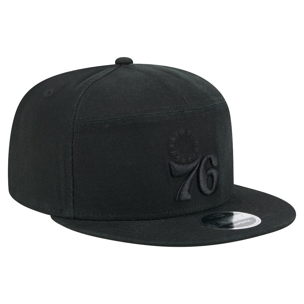 Philadelphia 76ers Adventure Canvas Split Panel 9FIFTY Snapback Hat Black