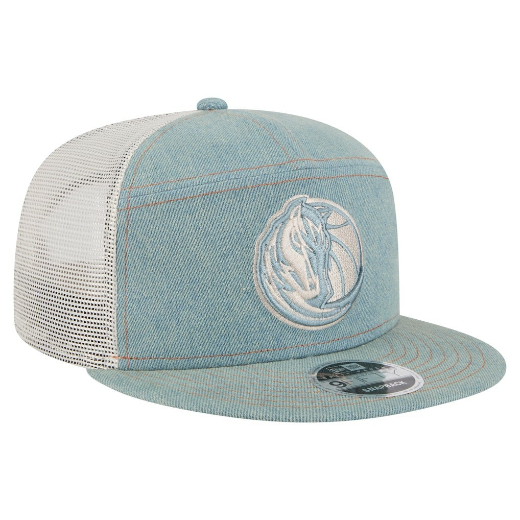Dallas Mavericks Adventure Denim Split Panel 9FIFTY Snapback Trucker Hat