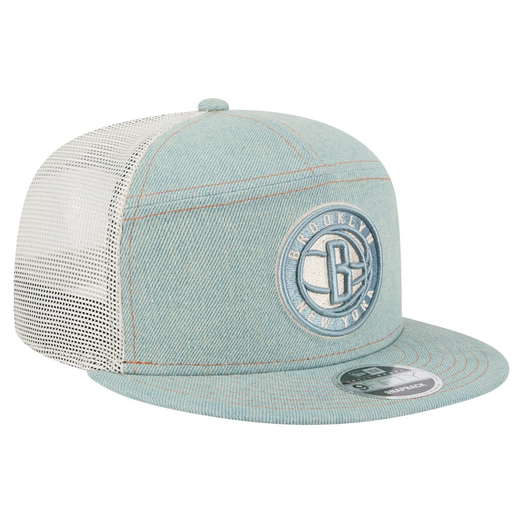 Brooklyn Nets Adventure Denim Split Panel 9FIFTY Snapback Trucker Hat