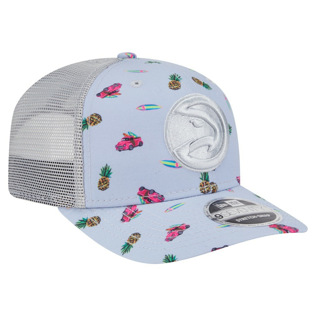 Atlanta Hawks Adventure Aloha Pattern 9SEVENTY Stretch-Snap Hat Light Blue/Gray