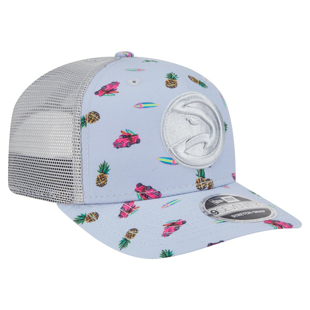 Atlanta Hawks Adventure Aloha Pattern 9SEVENTY Stretch-Snap Hat Light Blue/Gray