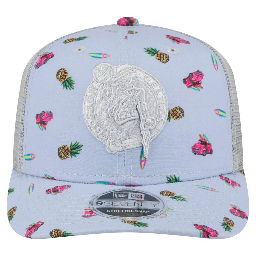 Boston Celtics Adventure Aloha Pattern 9SEVENTY Stretch-Snap Hat Light Blue/Gray