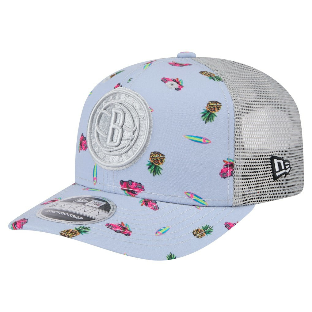Brooklyn Nets Adventure Aloha Pattern 9SEVENTY Stretch-Snap Hat Light Blue/Gray