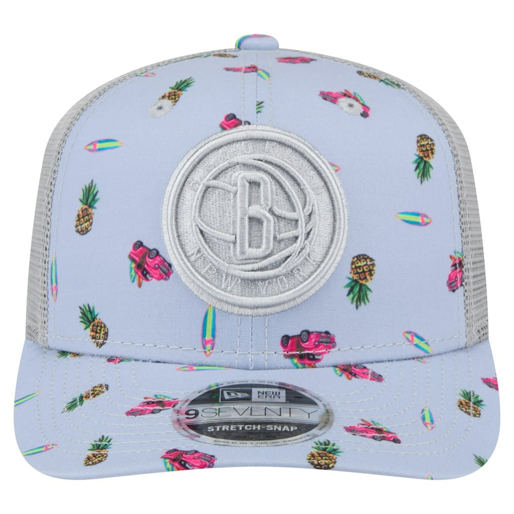 Brooklyn Nets Adventure Aloha Pattern 9SEVENTY Stretch-Snap Hat Light Blue/Gray