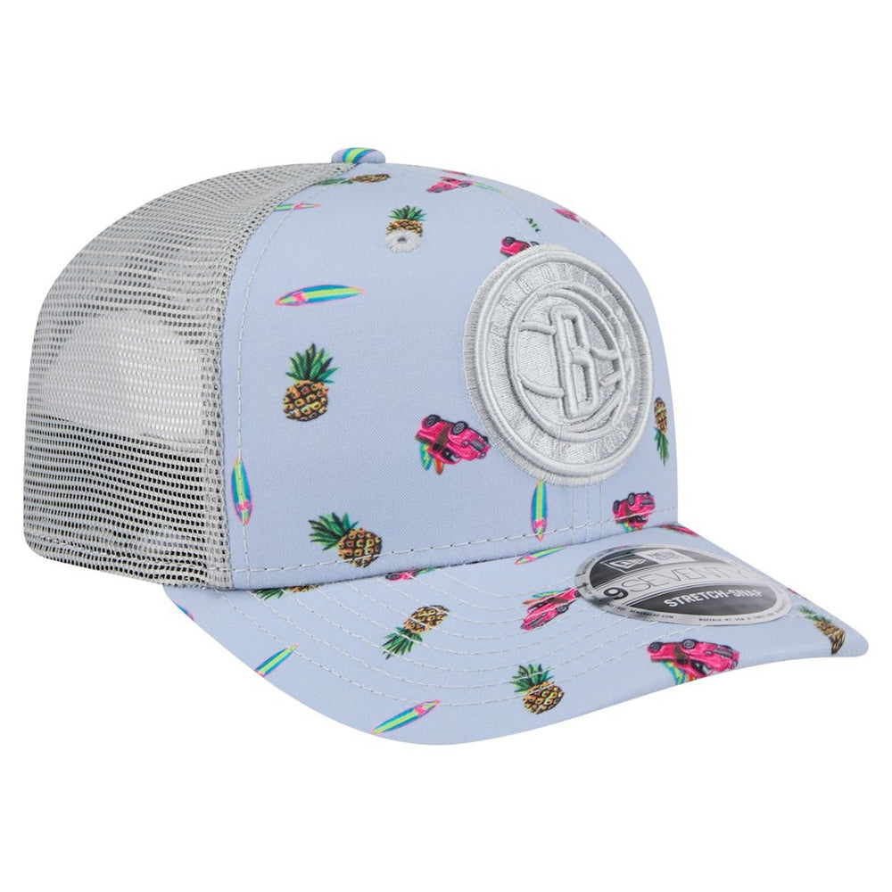 Brooklyn Nets Adventure Aloha Pattern 9SEVENTY Stretch-Snap Hat Light Blue/Gray