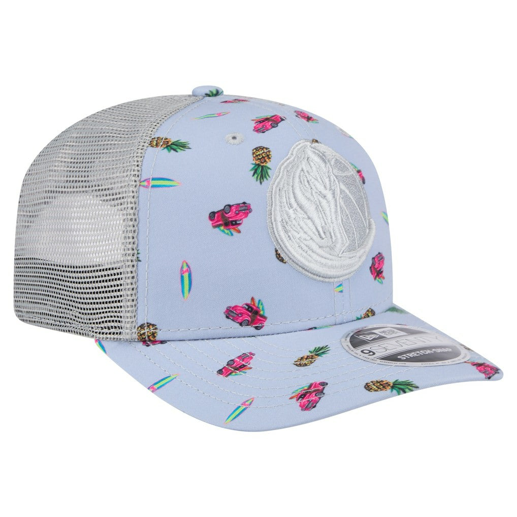 Dallas Mavericks Adventure Aloha Pattern 9SEVENTY Stretch-Snap Hat Light Blue/Gray