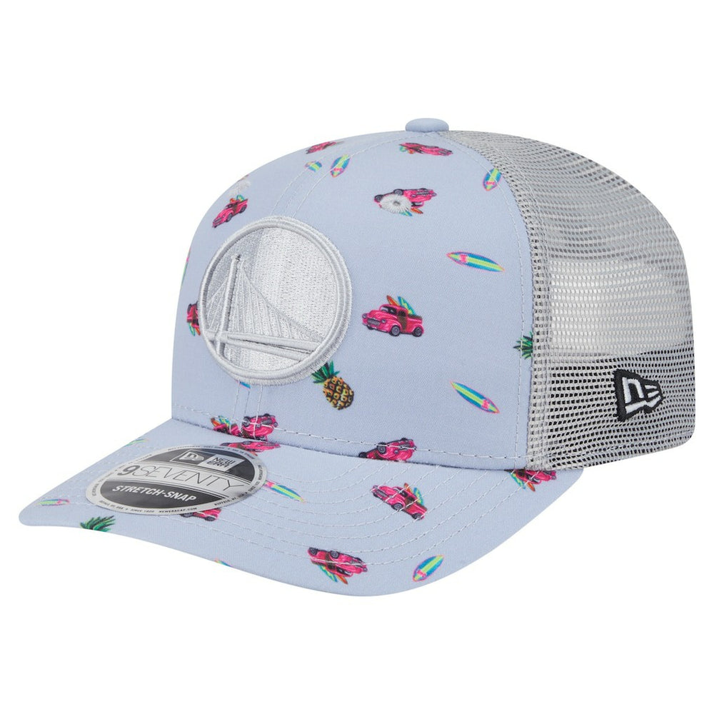 Golden State Warriors Adventure Aloha Pattern 9SEVENTY Stretch-Snap Hat Light Blue/Gray