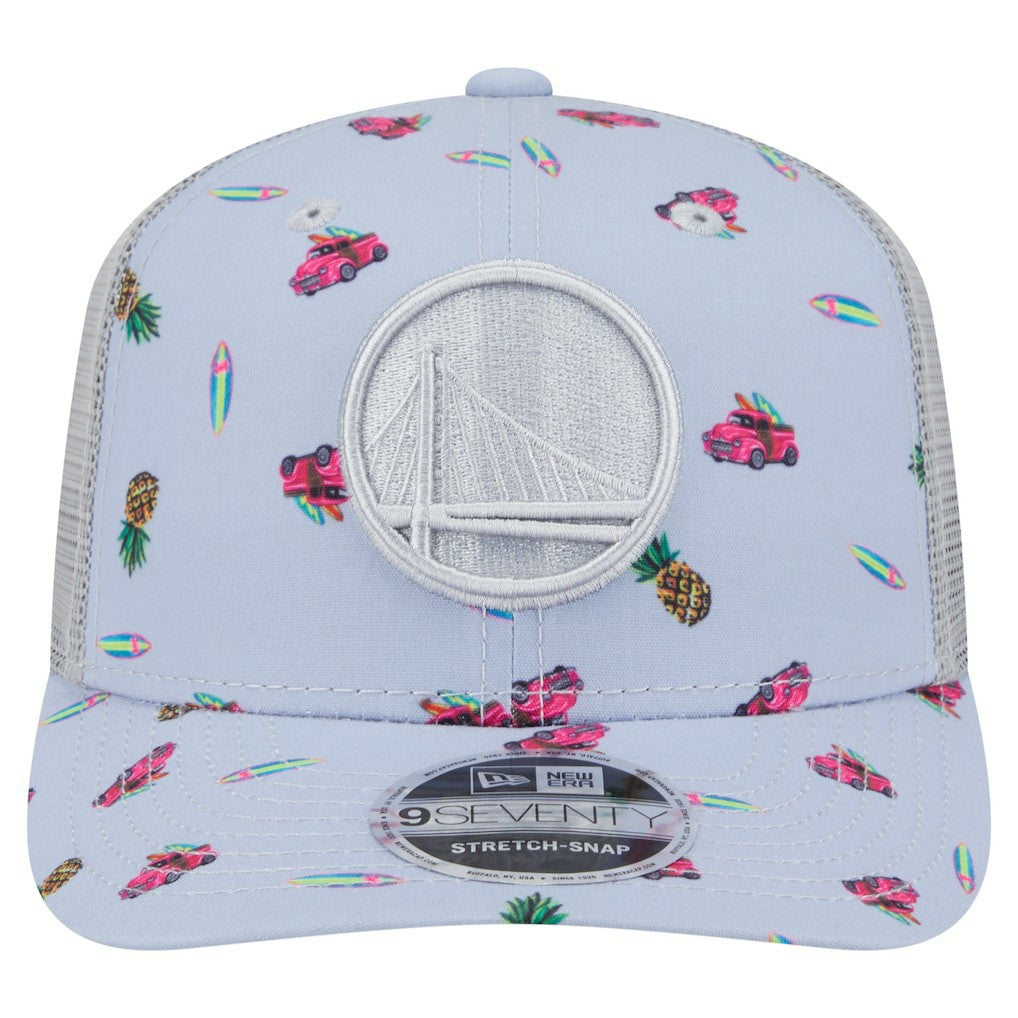 Golden State Warriors Adventure Aloha Pattern 9SEVENTY Stretch-Snap Hat Light Blue/Gray