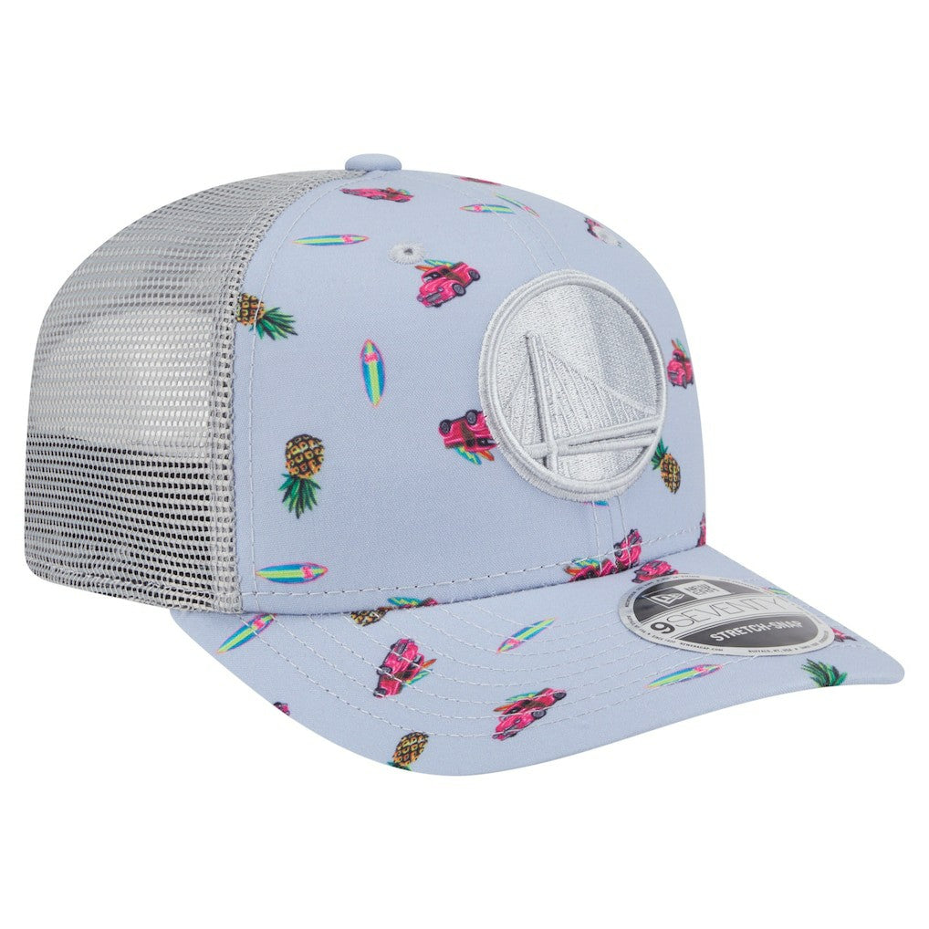 Golden State Warriors Adventure Aloha Pattern 9SEVENTY Stretch-Snap Hat Light Blue/Gray