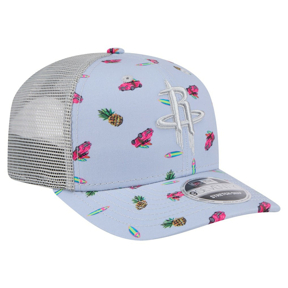 Houston Rockets Adventure Aloha Pattern 9SEVENTY Stretch-Snap Hat Light Blue/Gray
