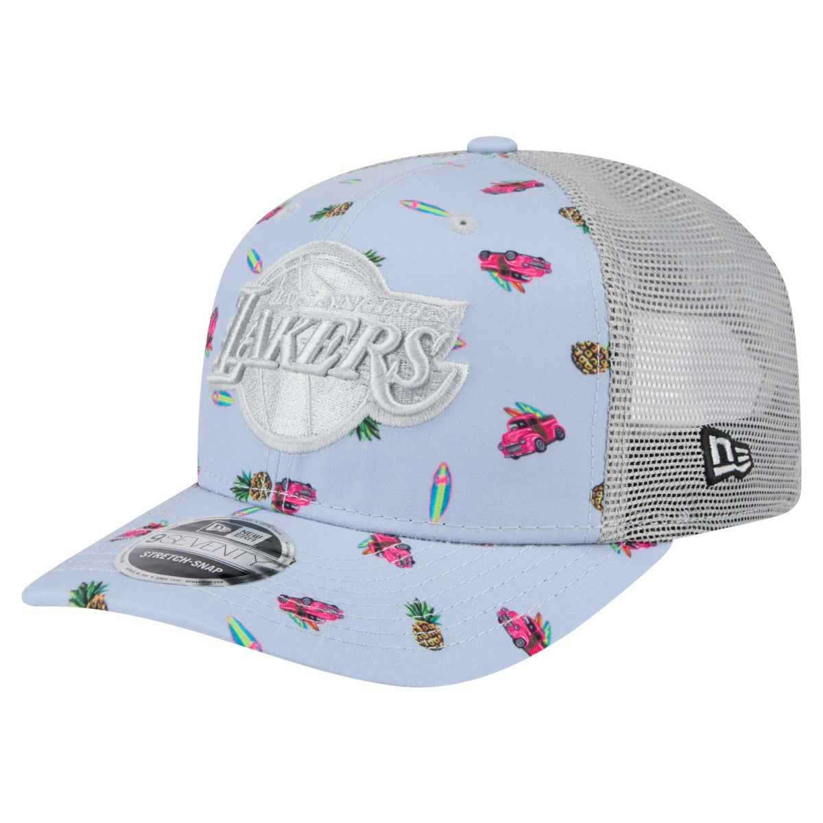 Los Angeles Lakers Adventure Aloha Pattern 9SEVENTY Stretch-Snap Hat Light Blue/Gray