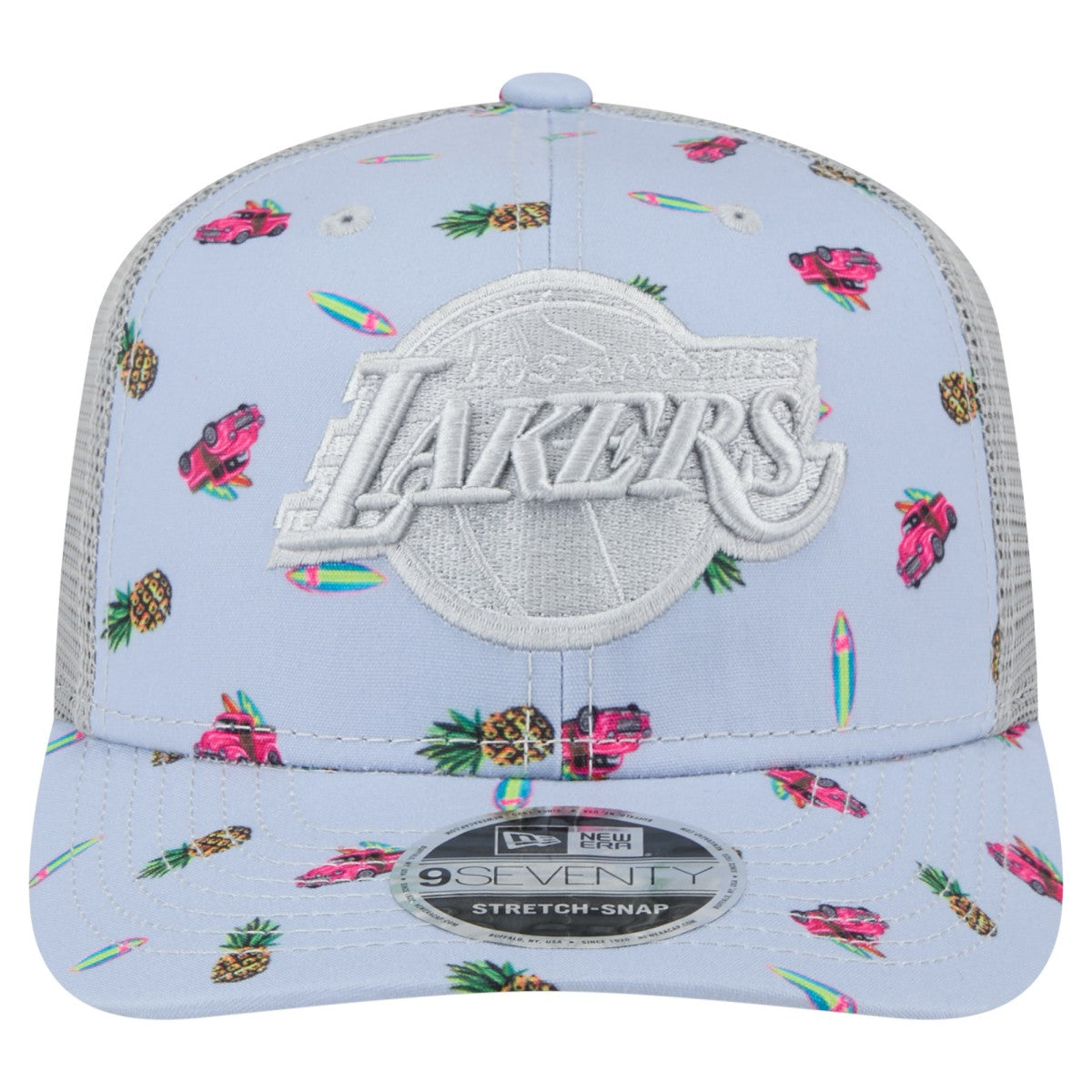 Los Angeles Lakers Adventure Aloha Pattern 9SEVENTY Stretch-Snap Hat Light Blue/Gray