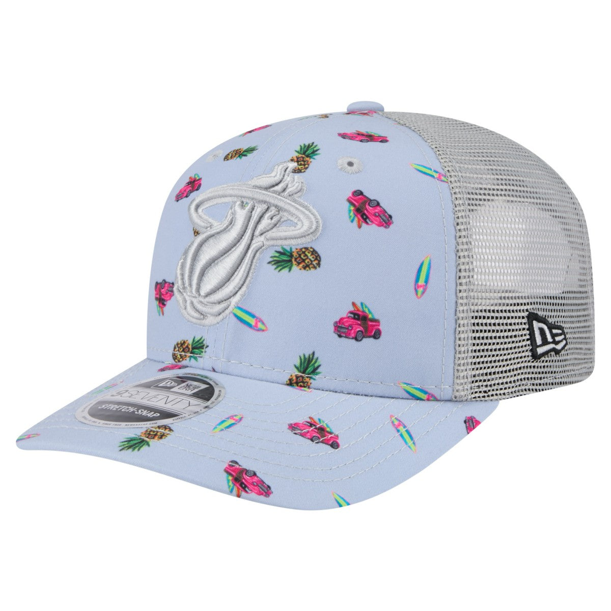 Miami Heat Adventure Aloha Pattern 9SEVENTY Stretch-Snap Hat Light Blue/Gray