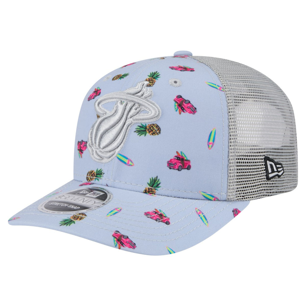 Miami Heat Adventure Aloha Pattern 9SEVENTY Stretch-Snap Hat Light Blue/Gray