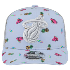 Miami Heat Adventure Aloha Pattern 9SEVENTY Stretch-Snap Hat Light Blue/Gray