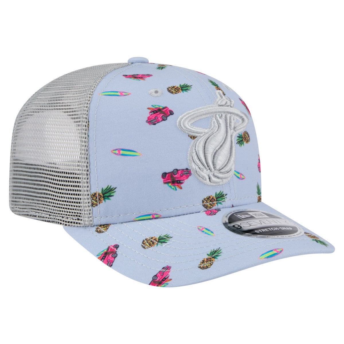 Miami Heat Adventure Aloha Pattern 9SEVENTY Stretch-Snap Hat Light Blue/Gray