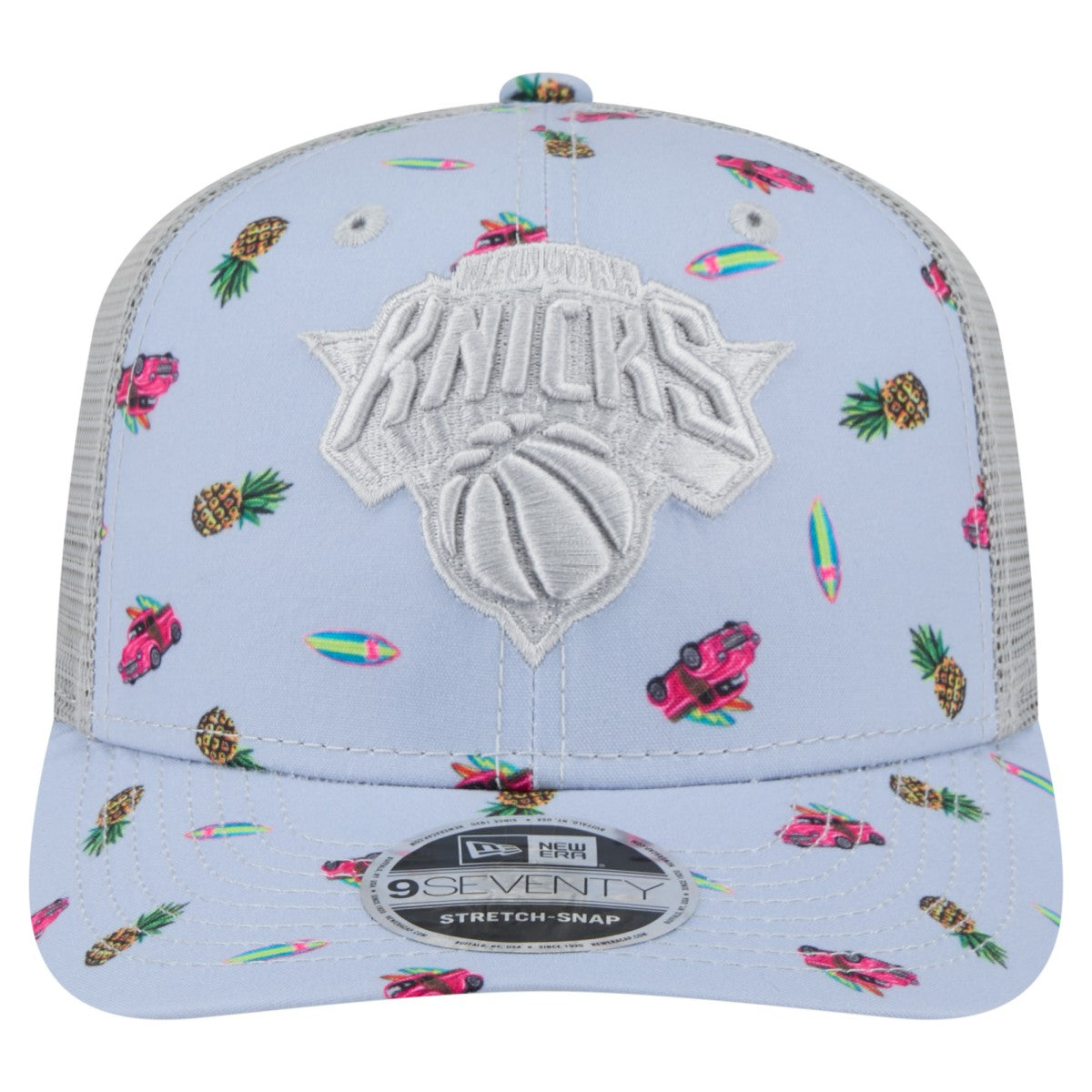 New York Knicks Adventure Aloha Pattern 9SEVENTY Stretch-Snap Hat Light Blue/Gray