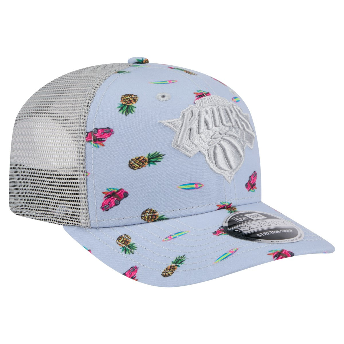 New York Knicks Adventure Aloha Pattern 9SEVENTY Stretch-Snap Hat Light Blue/Gray