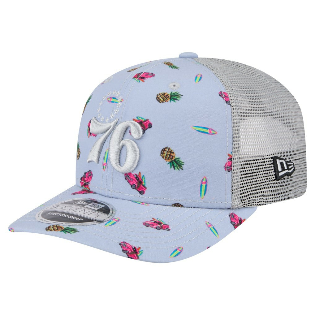 Philadelphia 76ers Adventure Aloha Pattern 9SEVENTY Stretch-Snap Hat Light Blue/Gray