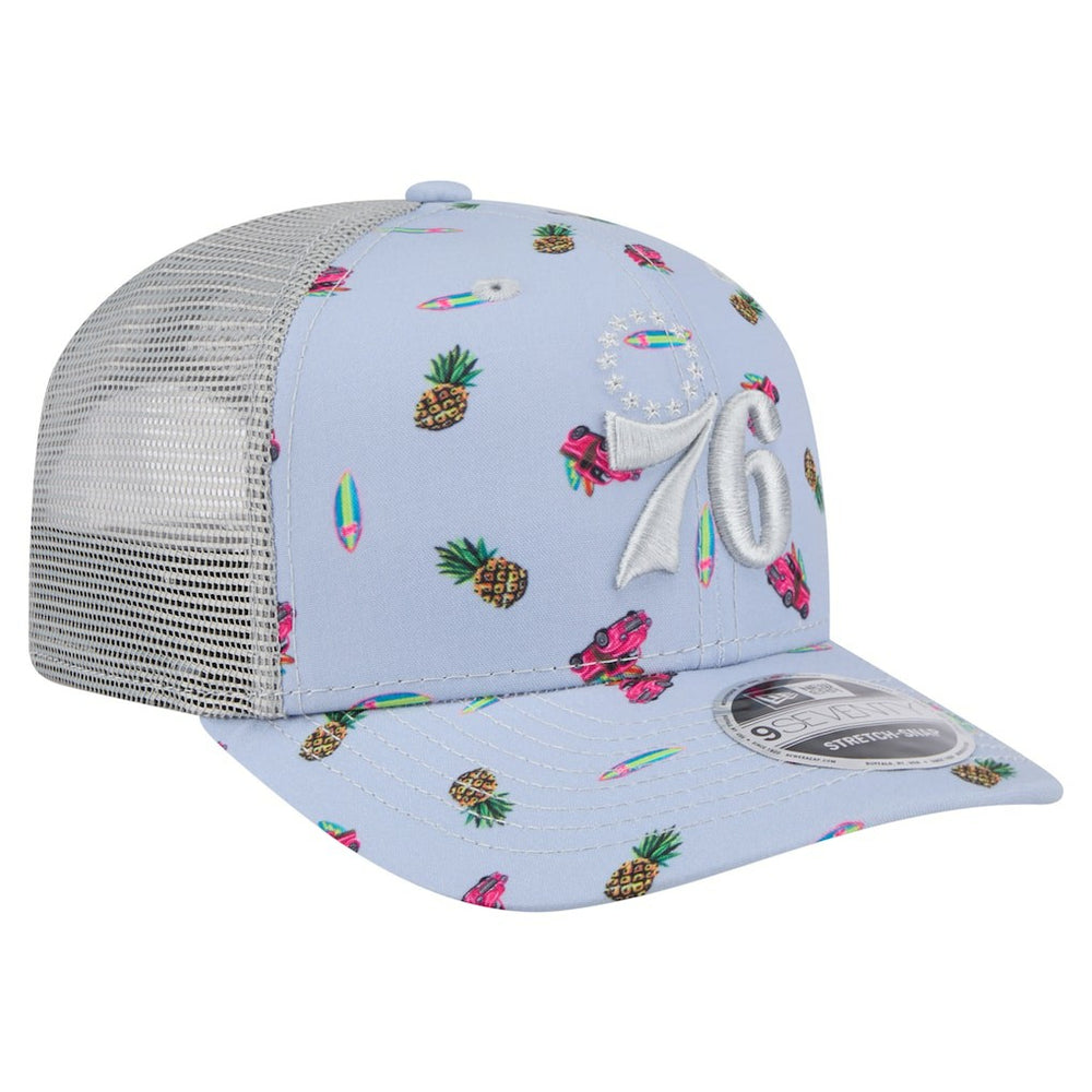 Philadelphia 76ers Adventure Aloha Pattern 9SEVENTY Stretch-Snap Hat Light Blue/Gray