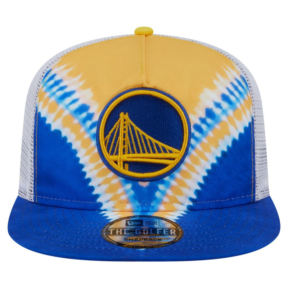 Golden State Warriors Throwback Dye Golfer Snapback Hat Royal/Gold
