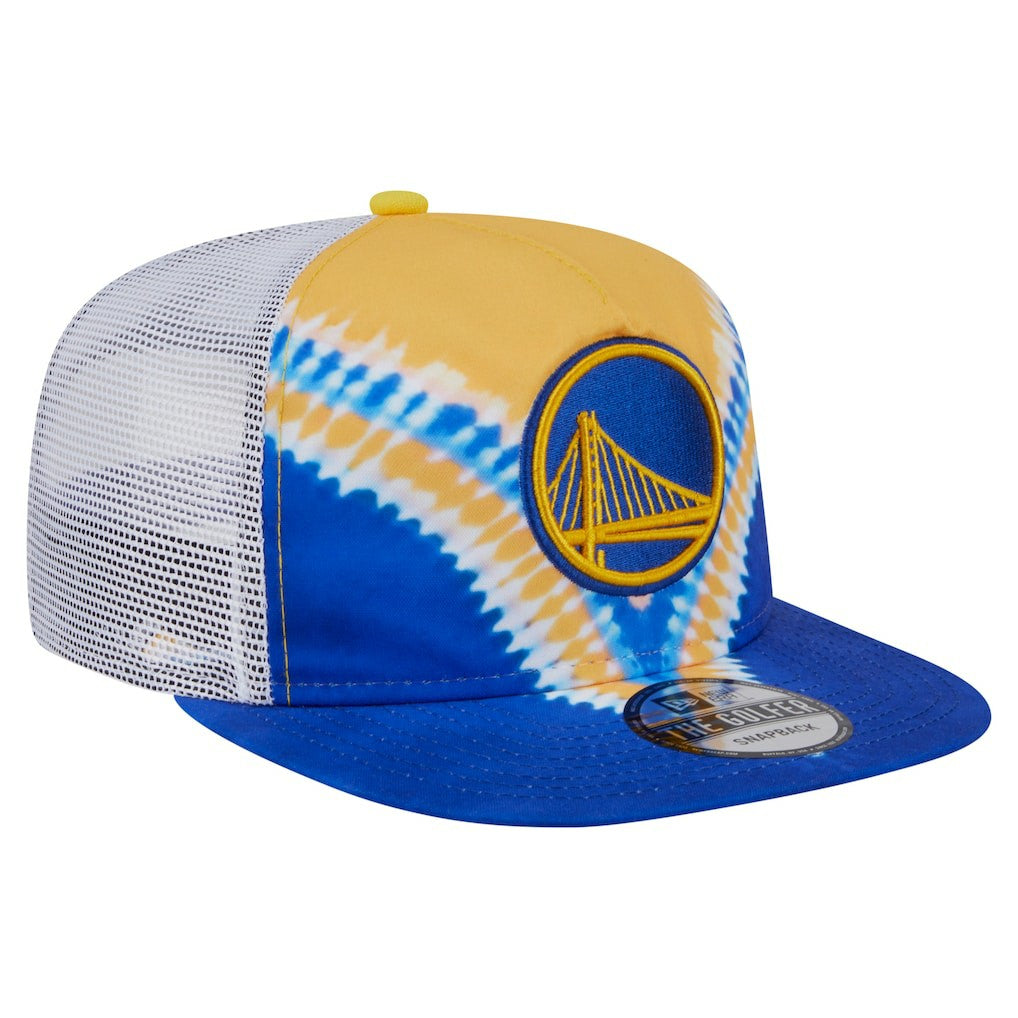 Golden State Warriors Throwback Dye Golfer Snapback Hat Royal/Gold
