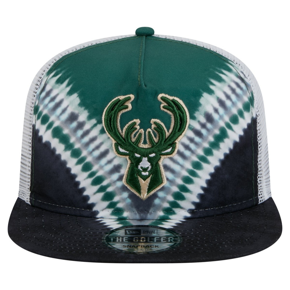 Milwaukee Bucks Throwback Dye Golfer Snapback Hat Black/Hunter Green