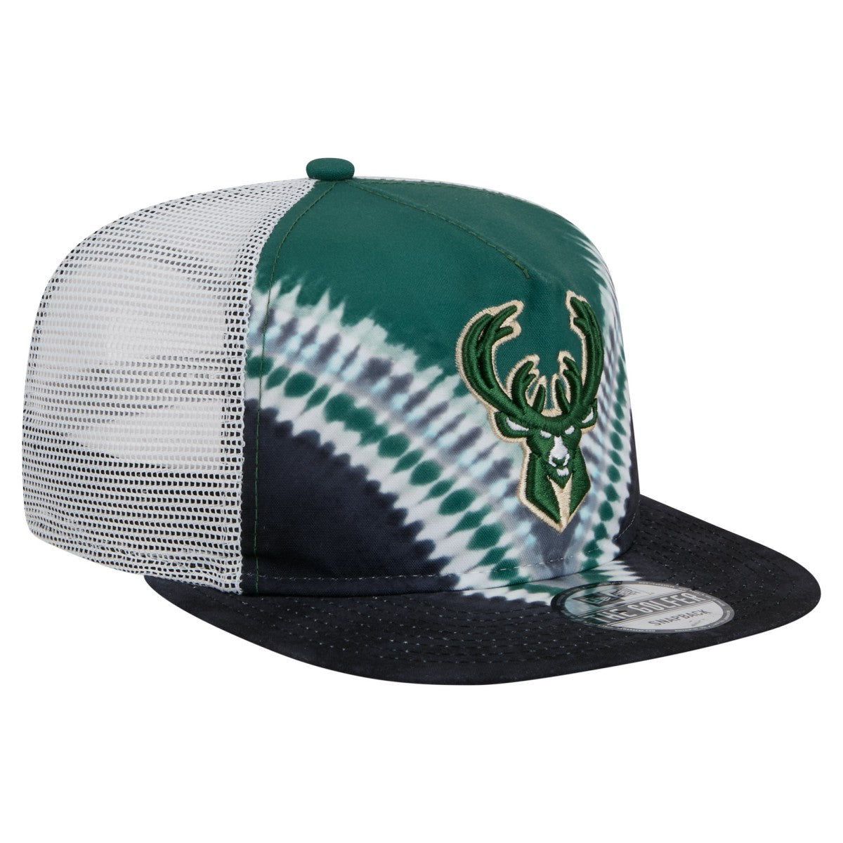 Milwaukee Bucks Throwback Dye Golfer Snapback Hat Black/Hunter Green