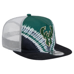 Milwaukee Bucks Throwback Dye Golfer Snapback Hat Black/Hunter Green
