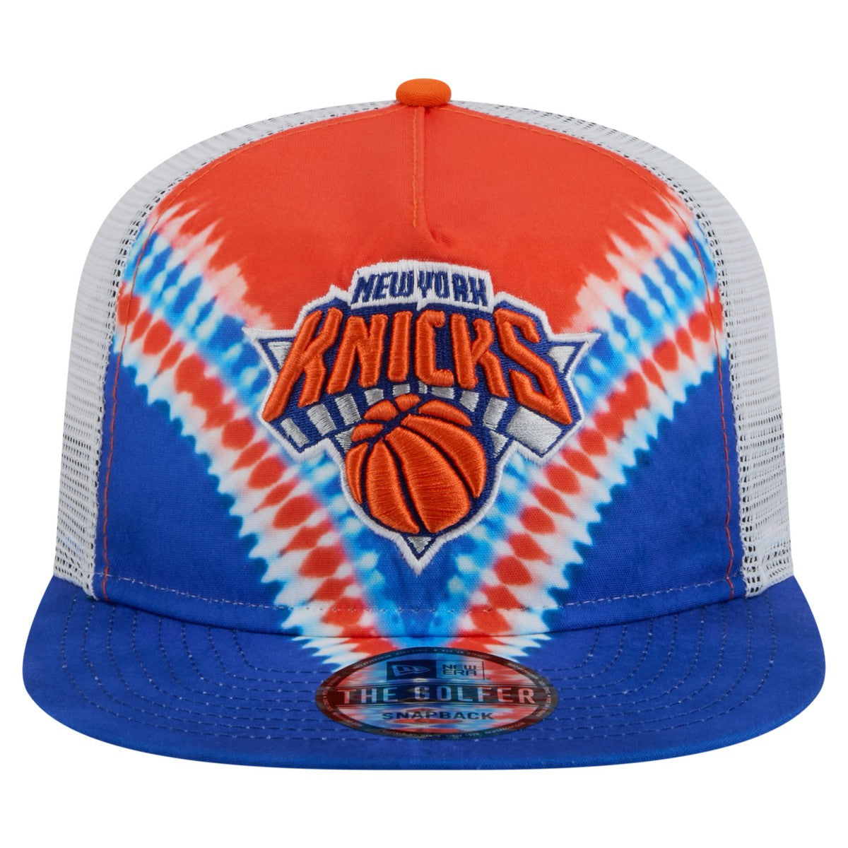 New York Knicks Throwback Dye Golfer Snapback Hat Blue/Orange
