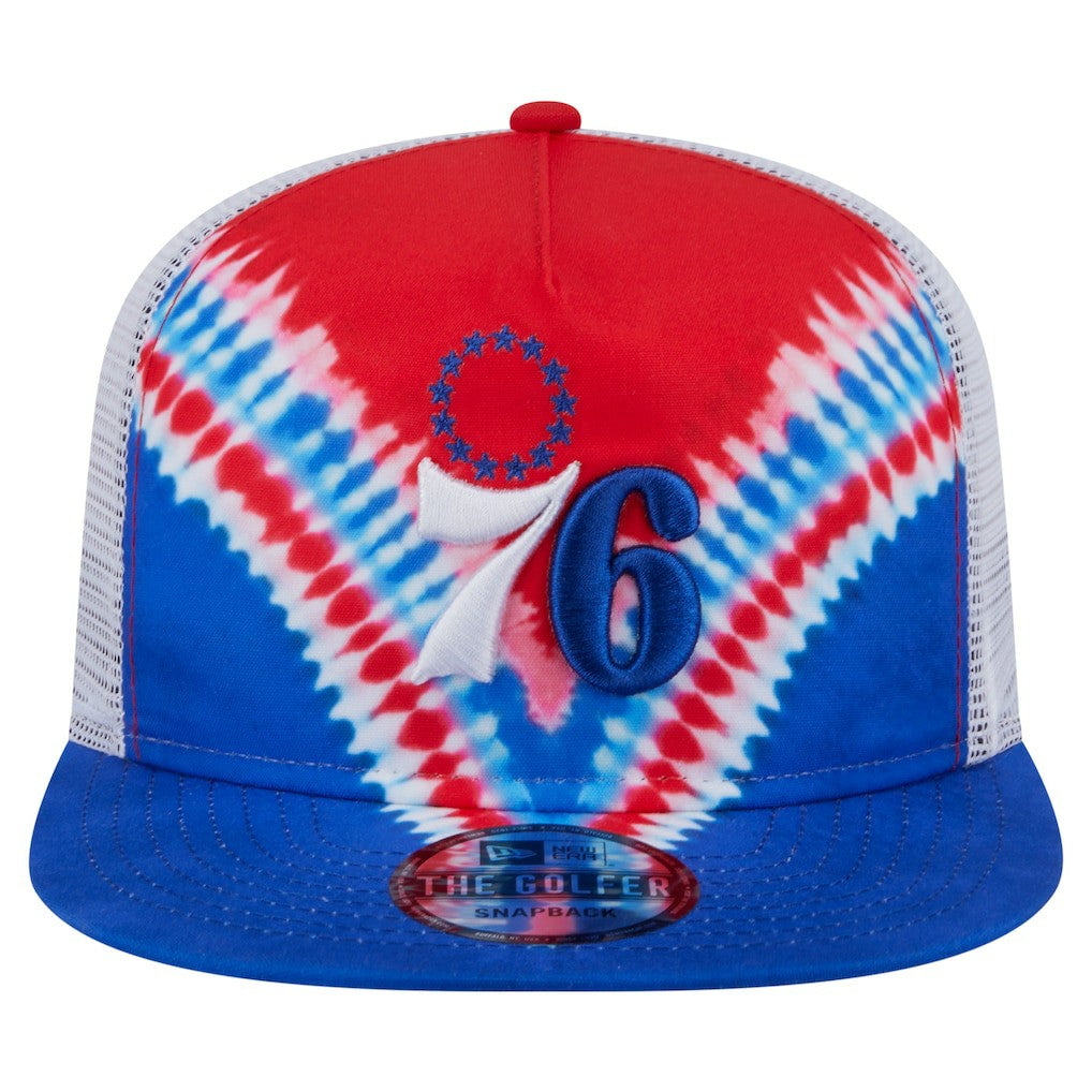 Philadelphia 76ers Throwback Dye Golfer Snapback Hat Royal/Red