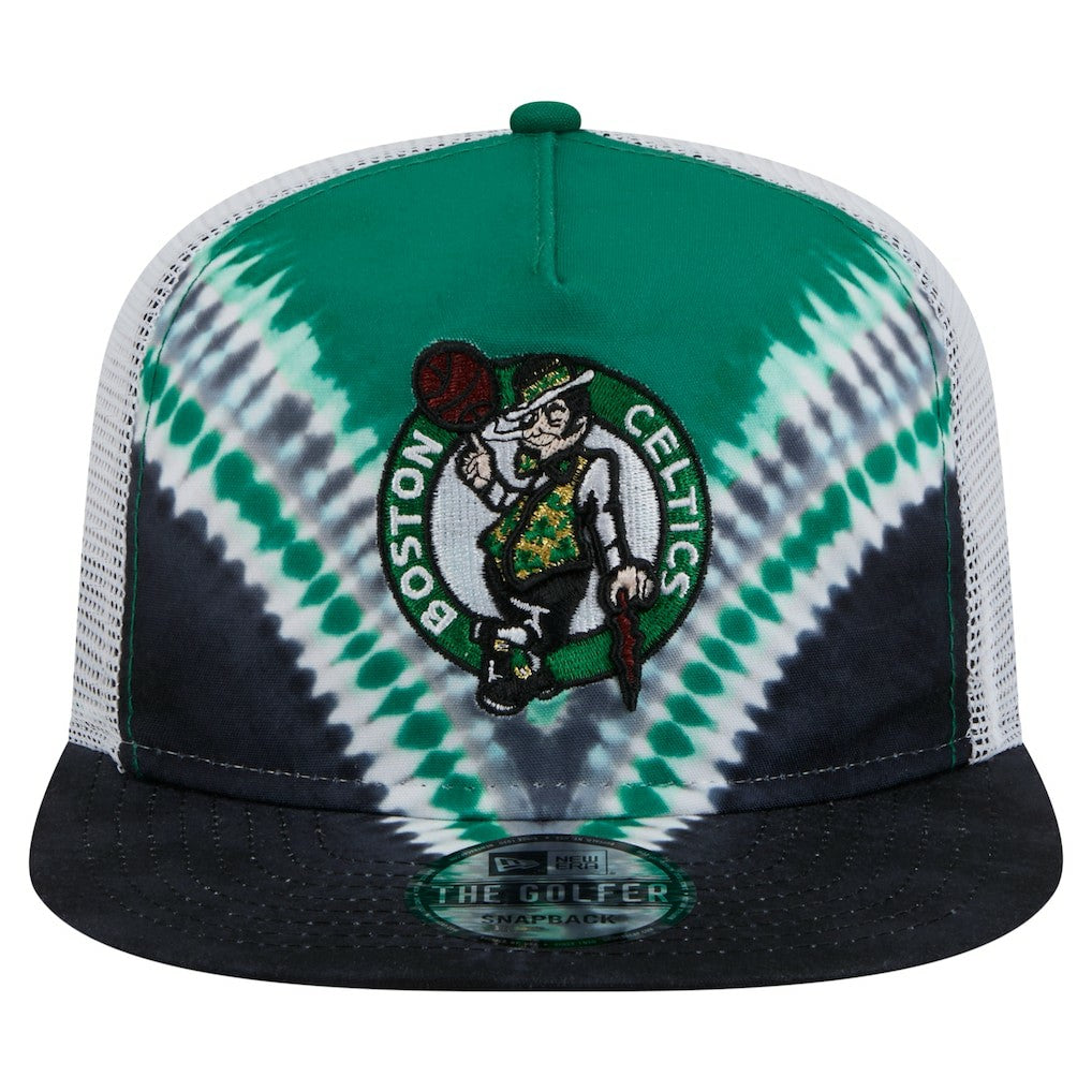 Boston Celtics Throwback Dye Golfer Snapback Hat Black/Kelly Green