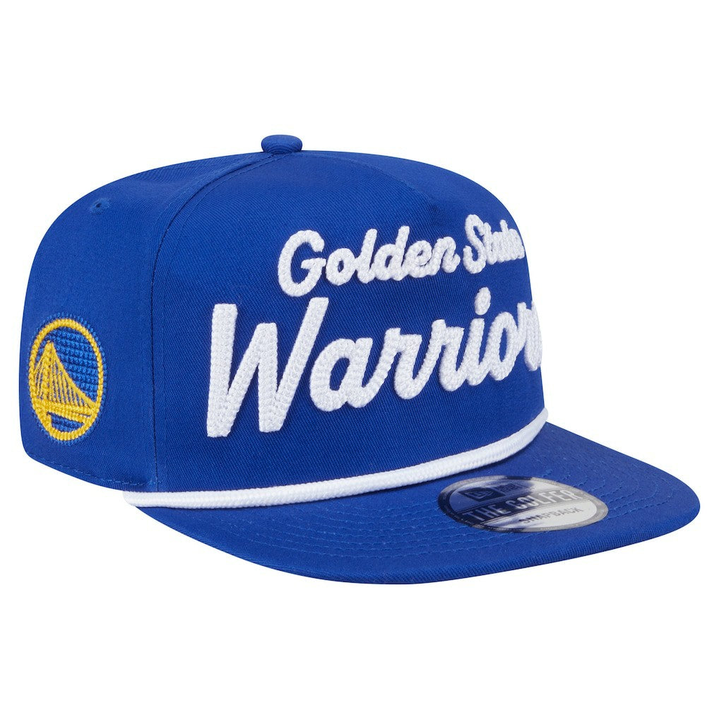 Golden State Warriors Team Text Golfer Snapback Hat Royal