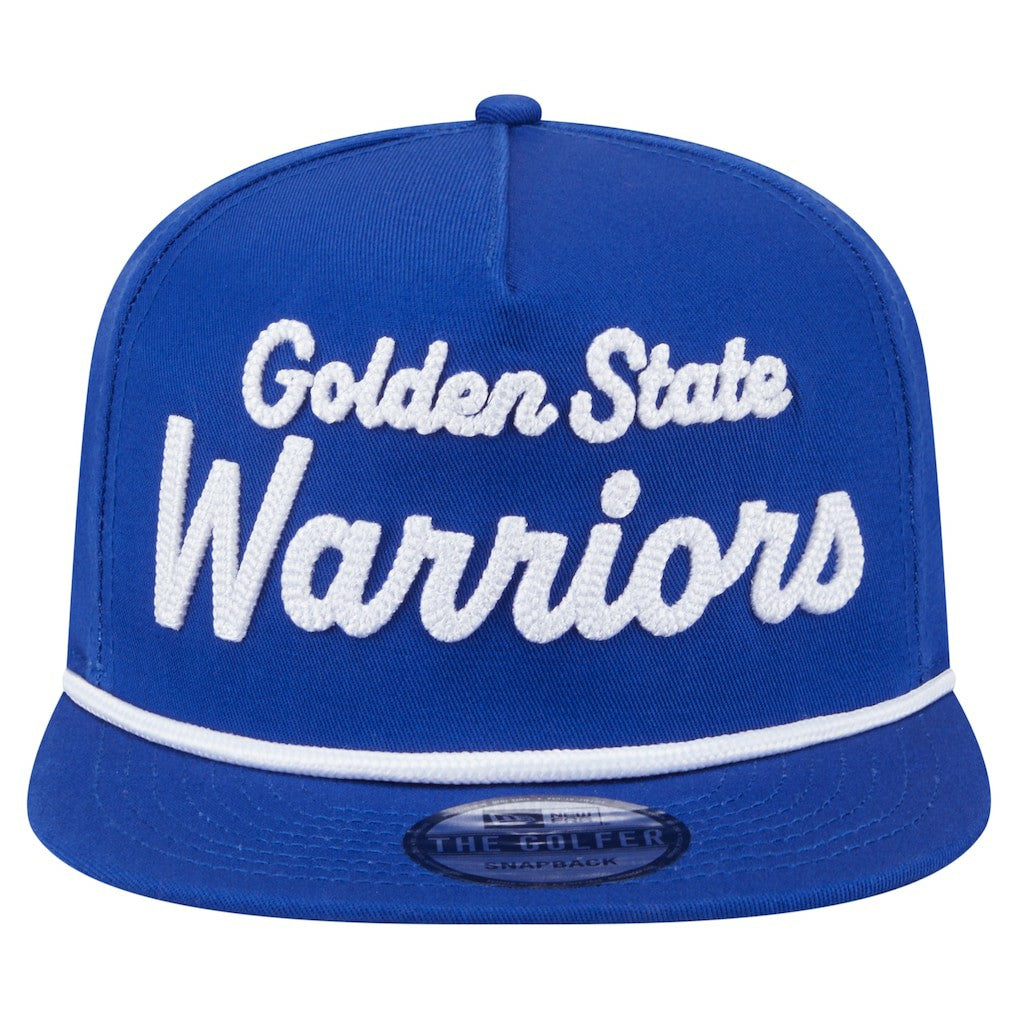 Golden State Warriors Team Text Golfer Snapback Hat Royal