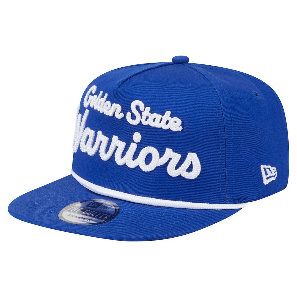 Golden State Warriors Team Text Golfer Snapback Hat Royal