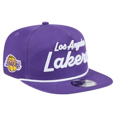 Los Angeles Lakers Team Text Golfer Snapback Hat Purple