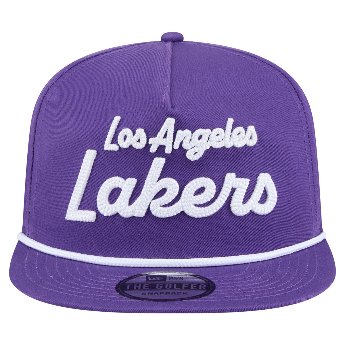 Los Angeles Lakers Team Text Golfer Snapback Hat Purple