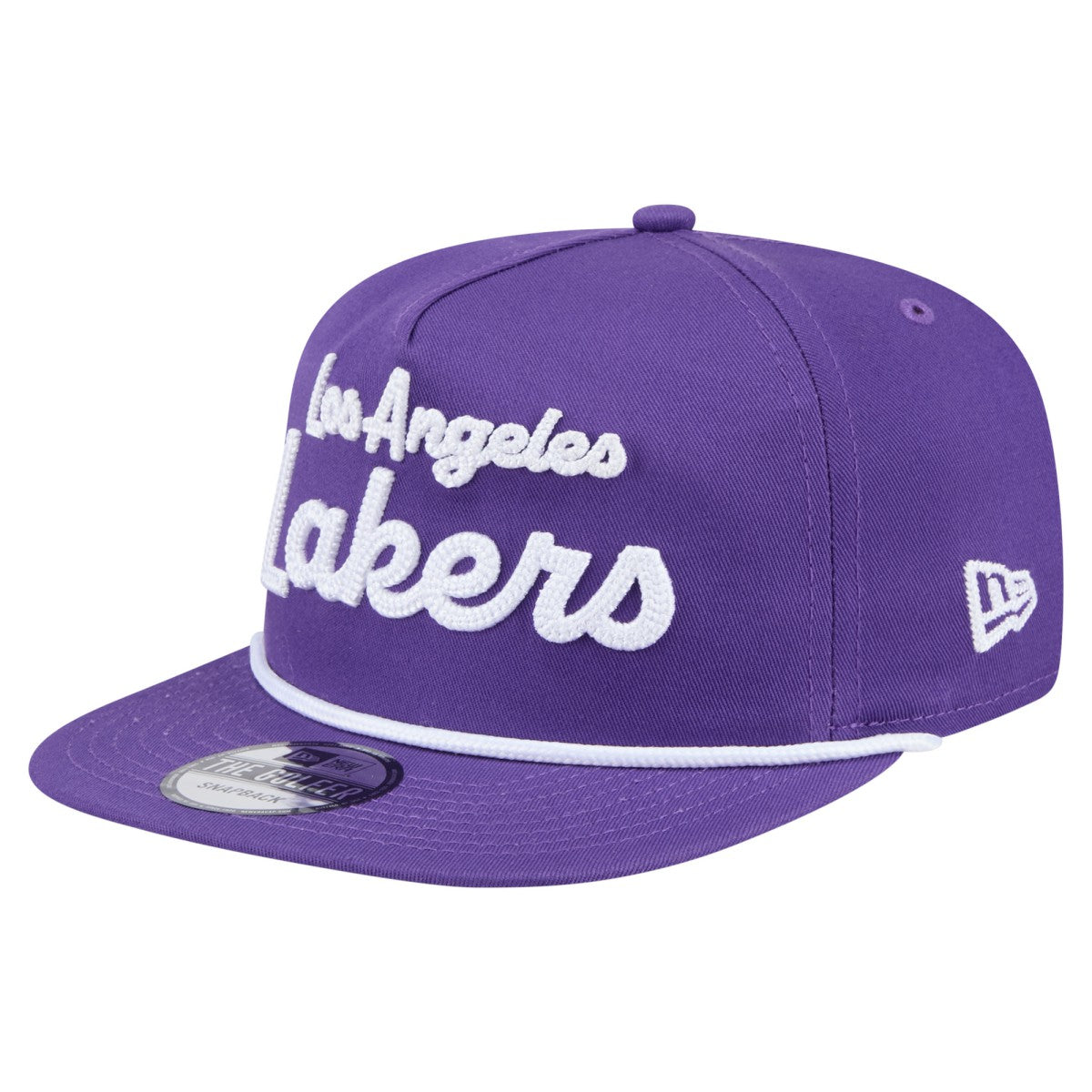 Los Angeles Lakers Team Text Golfer Snapback Hat Purple