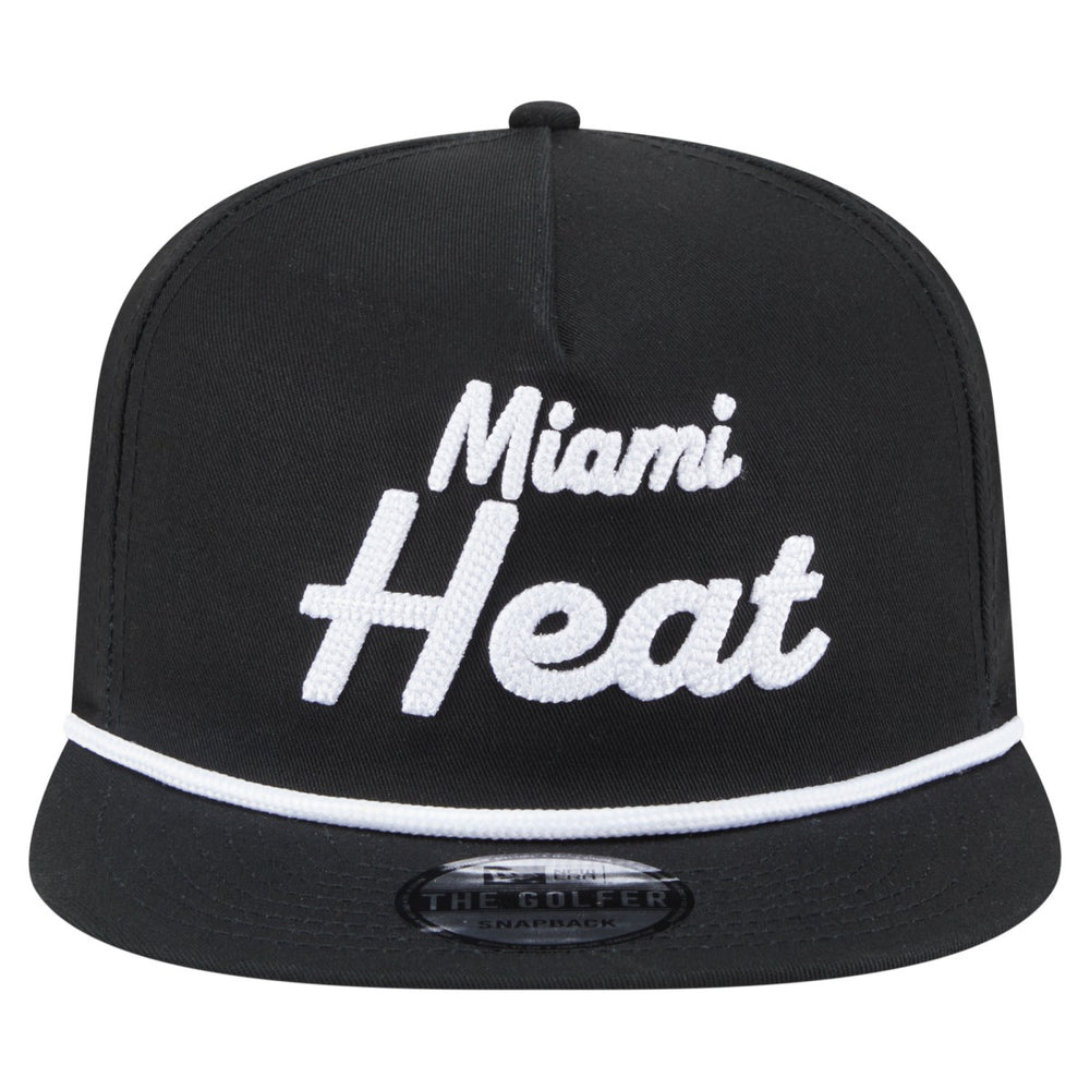 Miami Heat Team Text Golfer Snapback Hat Black