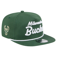 Milwaukee Bucks Team Text Golfer Snapback Hat Hunter Green