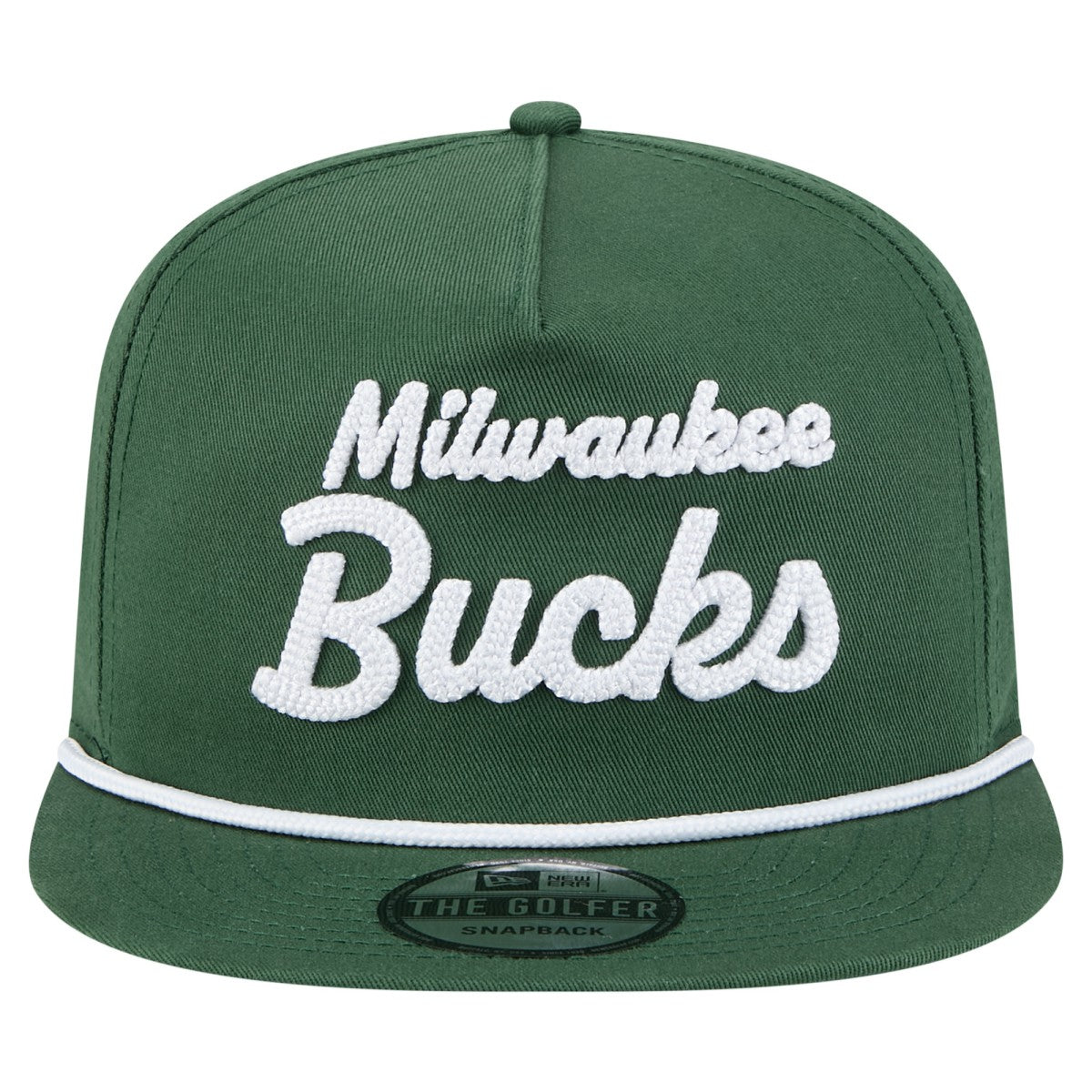 Milwaukee Bucks Team Text Golfer Snapback Hat Hunter Green