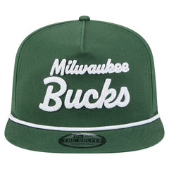Milwaukee Bucks Team Text Golfer Snapback Hat Hunter Green