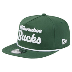Milwaukee Bucks Team Text Golfer Snapback Hat Hunter Green