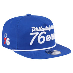 Philadelphia 76ers Team Text Golfer Snapback Hat Royal