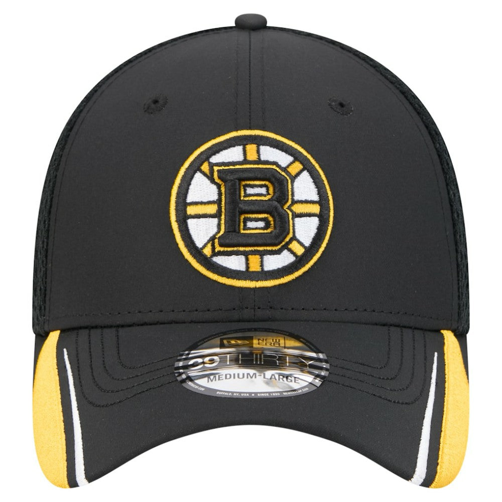 NHL Boston Bruins New Era Linear Featherweight 39THIRTY Flex Hat - Black
