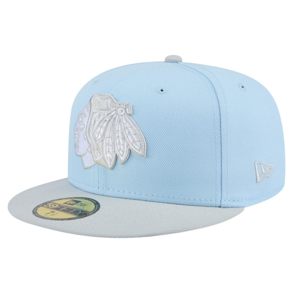 NHL Chicago Blackhawks New Era Color Pack Two-Tone 59FIFTY Fitted Hat - Light Blue/Gray