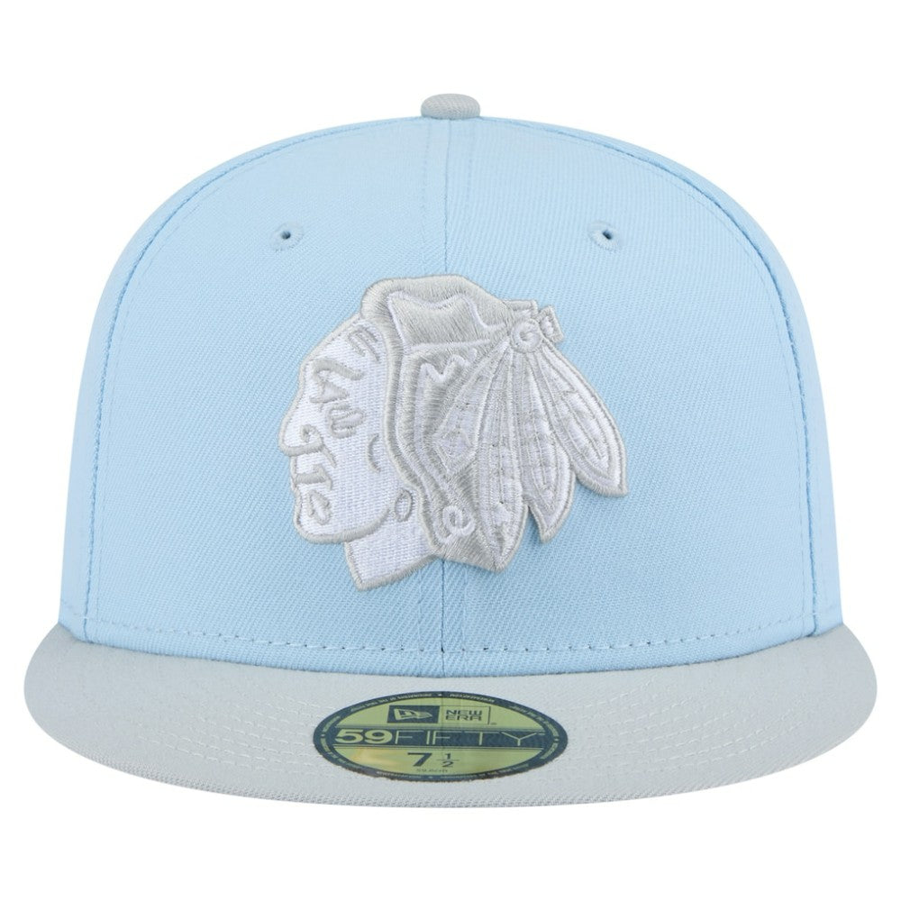 NHL Chicago Blackhawks New Era Color Pack Two-Tone 59FIFTY Fitted Hat - Light Blue/Gray